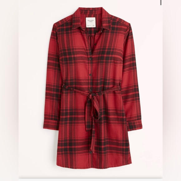 Abercrombie & Fitch Dresses & Skirts - Abercrombie & Fitch Red Plaid Shirt Dress